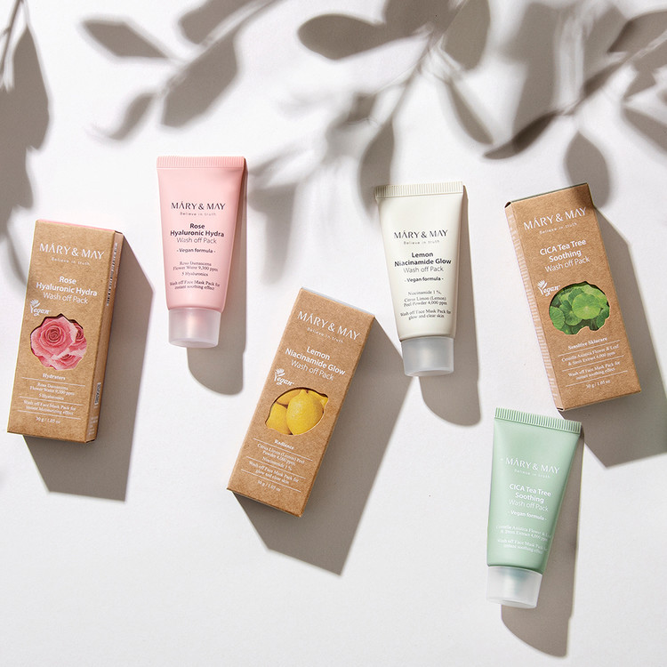 MARY&MAY Vegan Wash Off Mask Mini Gift Set - mini set smývatelných a noční masky 30g x5