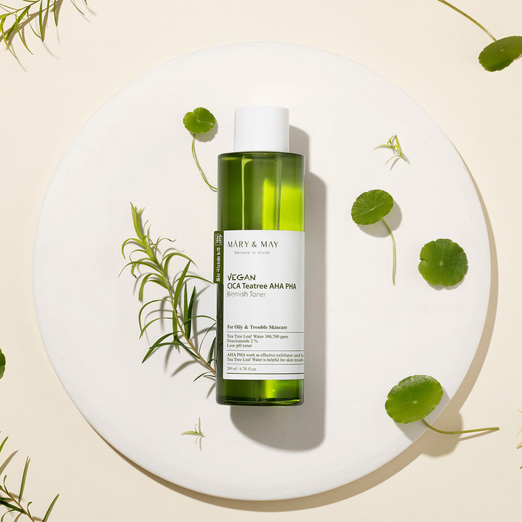 MARY&MAY Vegan CICA Tea Tree AHA PHA Toner - Veganské tonikum s CICA Tea Tree komplexom 200 ml