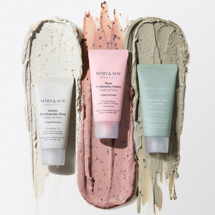 MARY&MAY Vegan Wash Off Mask Mini Gift Set - mini set smývatelných a noční masky 30g x5