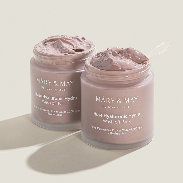 MARY&MAY Vegan Rose Hyaluronic Mask Special Set - hyauluronová pleťová maska s extraktem z růží + DÁREK  (125g+30g)