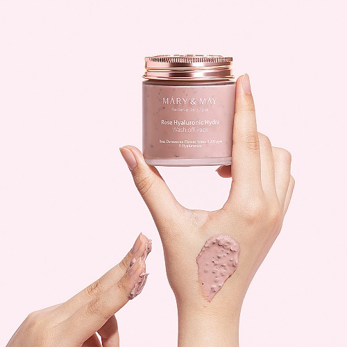 MARY&MAY Rose Hyaluronic Hydra Wash off Pack - smývatelná hydratační pleťová maska s obsahem růže 125g